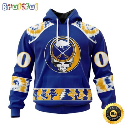 Customized NHL Buffalo Sabres Hoodie Special Grateful Dead Skull All Over Print 3D Hoodie Unisex Hoodie Tshirt