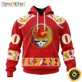 Customized NHL Calgary Flames Hoodie Special Grateful Dead Skull All Over Print 3D Hoodie Unisex Hoodie Tshirt