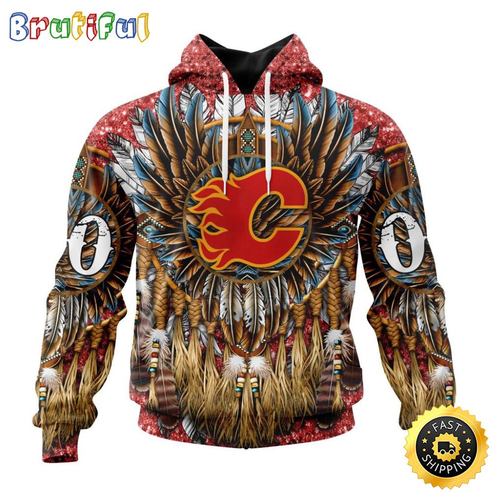 Customized NHL Calgary Flames Hoodie Special Native Costume Design 3D Hoodie Unisex Tshirt Hoodie