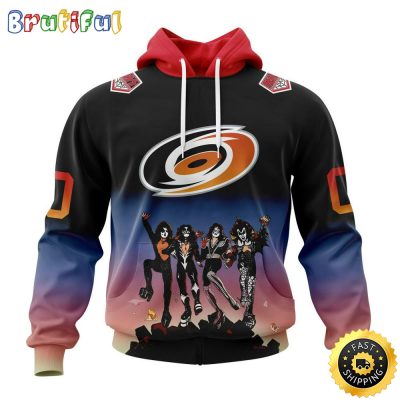 Customized NHL Carolina Hurricanes Hoodie X KISS Band Design All Over Print 3D Hoodie Unisex Hoodie Tshirt