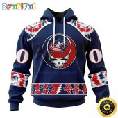 Customized NHL Columbus Blue Jackets Hoodie Special Grateful Dead Skull All Over Print 3D Hoodie Unisex Hoodie Tshirt