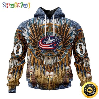 Customized NHL Columbus Blue Jackets Hoodie Special Native Costume Design 3D Hoodie Unisex Tshirt Hoodie