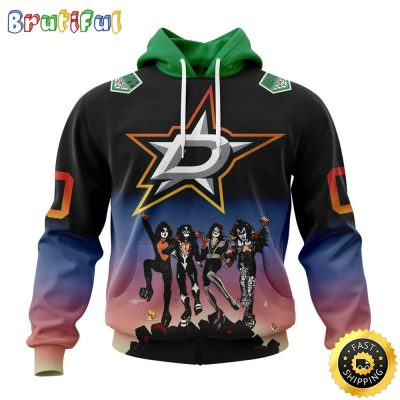 Customized NHL Dallas Stars Hoodie X KISS Band Design All Over Print 3D Hoodie Unisex Hoodie Tshirt