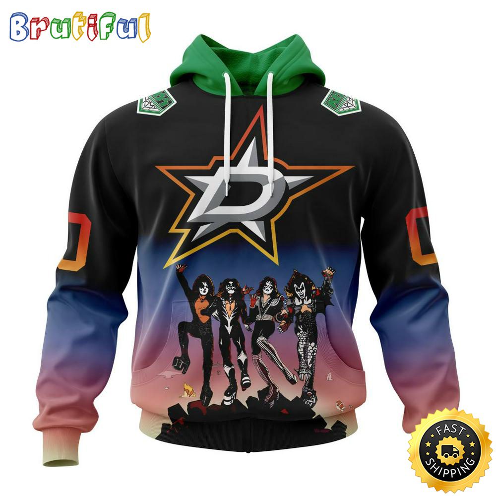 Customized NHL Dallas Stars Hoodie X KISS Band Design All Over Print 3D Hoodie Unisex Hoodie Tshirt