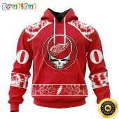 Customized NHL Detroit Red Wings Hoodie Special Grateful Dead Skull All Over Print 3D Hoodie Unisex Hoodie Tshirt