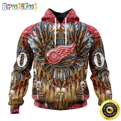 Customized NHL Detroit Red Wings Hoodie Special Native Costume Design 3D Hoodie Unisex Tshirt Hoodie