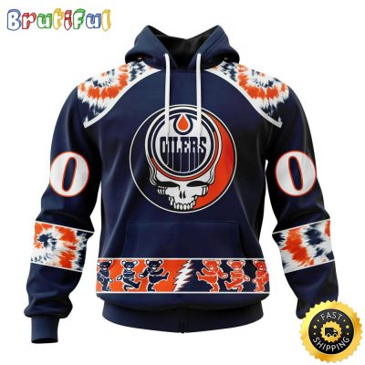 Customized NHL Edmonton Oilers Hoodie Special Grateful Dead Skull All Over Print 3D Hoodie Unisex Hoodie Tshirt