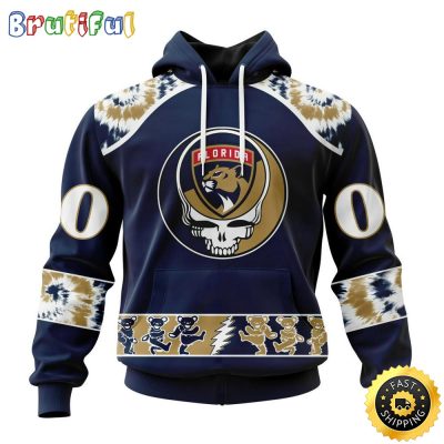 Customized NHL Florida Panthers Hoodie Special Grateful Dead Skull All Over Print 3D Hoodie Unisex Hoodie Tshirt