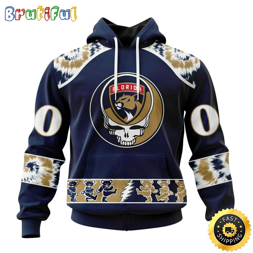 Customized NHL Florida Panthers Hoodie Special Grateful Dead Skull All Over Print 3D Hoodie Unisex Hoodie Tshirt