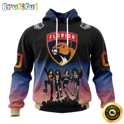 Customized NHL Florida Panthers Hoodie X KISS Band Design All Over Print 3D Hoodie Unisex Hoodie Tshirt