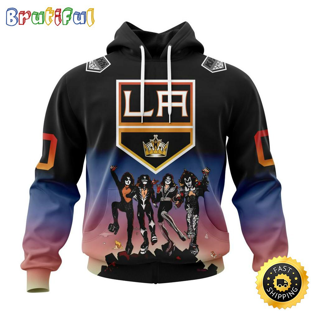 Customized NHL Los Angeles Kings Hoodie X KISS Band Design All Over Print 3D Hoodie Unisex Hoodie Tshirt