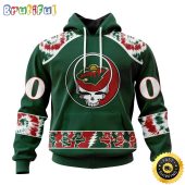 Customized NHL Minnesota Wild Hoodie Special Grateful Dead Skull All Over Print 3D Hoodie Unisex Hoodie Tshirt