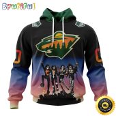 Customized NHL Minnesota Wild Hoodie X KISS Band Design All Over Print 3D Hoodie Unisex Hoodie Tshirt