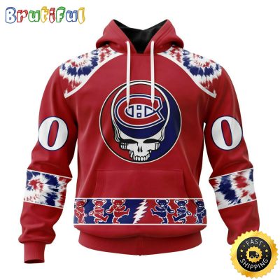 Customized NHL Montreal Canadiens Hoodie Special Grateful Dead Skull All Over Print 3D Hoodie Unisex Hoodie Tshirt