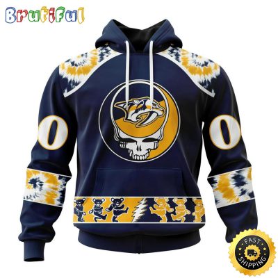 Customized NHL Nashville Predators Hoodie Special Grateful Dead Skull All Over Print 3D Hoodie Unisex Hoodie Tshirt