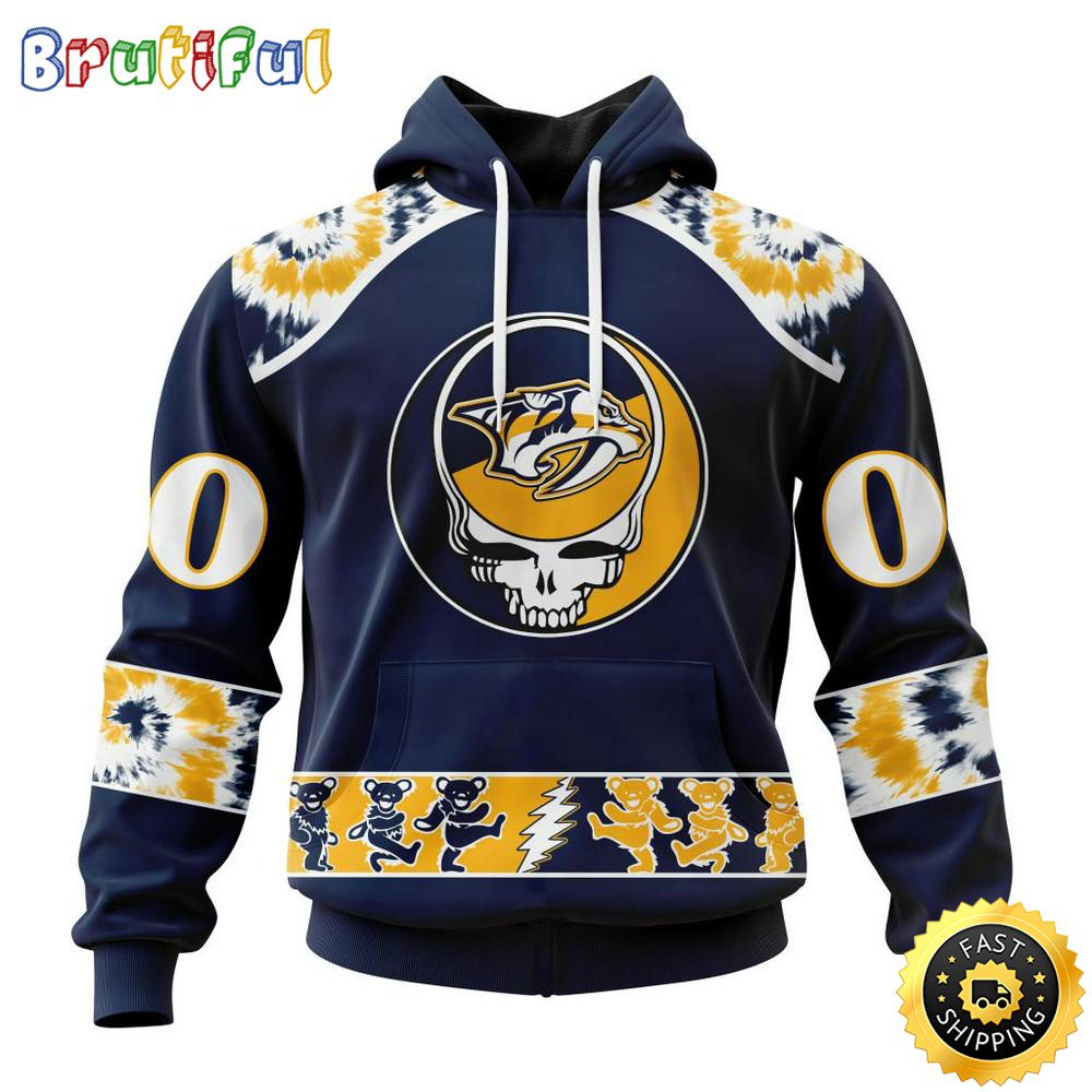 Customized NHL Nashville Predators Hoodie Special Grateful Dead Skull All Over Print 3D Hoodie Unisex Hoodie Tshirt