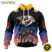 Customized NHL Nashville Predators Hoodie X KISS Band Design All Over Print 3D Hoodie Unisex Hoodie Tshirt
