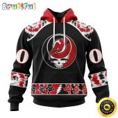 Customized NHL New Jersey Devils Hoodie Special Grateful Dead Skull All Over Print 3D Hoodie Unisex Hoodie Tshirt