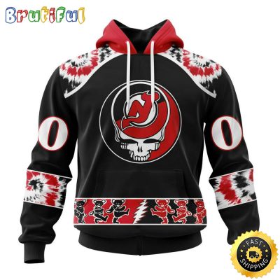 Customized NHL New Jersey Devils Hoodie Special Grateful Dead Skull All Over Print 3D Hoodie Unisex Hoodie Tshirt