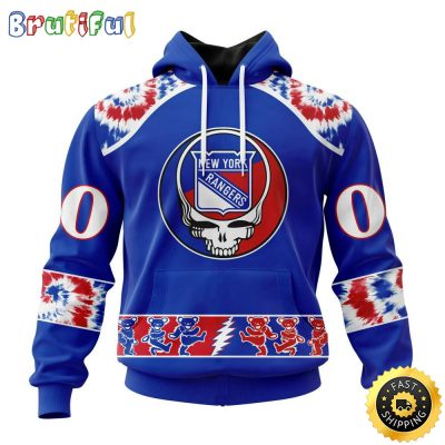 Customized NHL New York Rangers Hoodie Special Grateful Dead Skull All Over Print 3D Hoodie Unisex Hoodie Tshirt