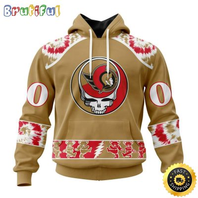 Customized NHL Ottawa Senators Hoodie Special Grateful Dead Skull All Over Print 3D Hoodie Unisex Hoodie Tshirt