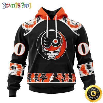 Customized NHL Philadelphia Flyers Hoodie Special Grateful Dead Skull All Over Print 3D Hoodie Unisex Hoodie Tshirt
