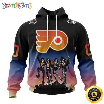 Customized NHL Philadelphia Flyers Hoodie X KISS Band Design All Over Print 3D Hoodie Unisex Hoodie Tshirt