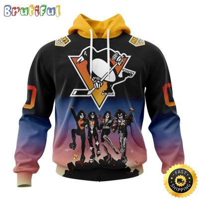 Customized NHL Pittsburgh Penguins Hoodie X KISS Band Design All Over Print 3D Hoodie Unisex Hoodie Tshirt
