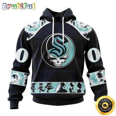 Customized NHL Seattle Kraken Hoodie Special Grateful Dead Skull All Over Print 3D Hoodie Unisex Hoodie Tshirt