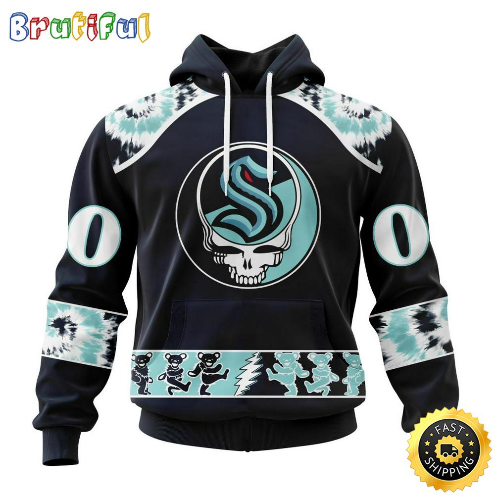 Customized NHL Seattle Kraken Hoodie Special Grateful Dead Skull All Over Print 3D Hoodie Unisex Hoodie Tshirt