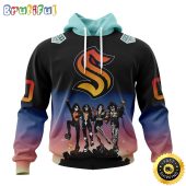 Customized NHL Seattle Kraken Hoodie X KISS Band Design All Over Print 3D Hoodie Unisex Hoodie Tshirt