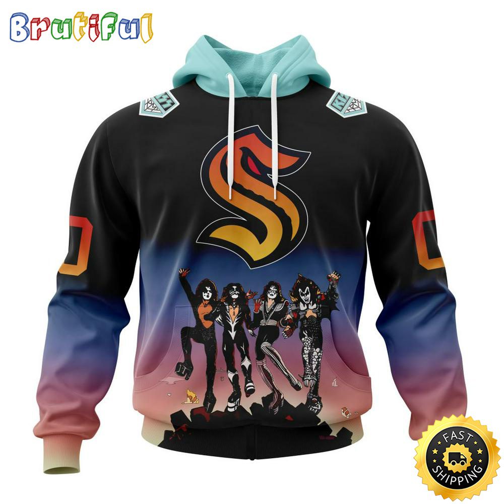 Customized NHL Seattle Kraken Hoodie X KISS Band Design All Over Print 3D Hoodie Unisex Hoodie Tshirt Customized NHL Seattle Kraken Hoodie X KISS Band Design All Over Print 3D Hoodie Unisex Hoodie Tshirt