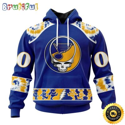 Customized NHL St. Louis Blues Hoodie Special Grateful Dead Skull All Over Print 3D Hoodie Unisex Hoodie Tshirt