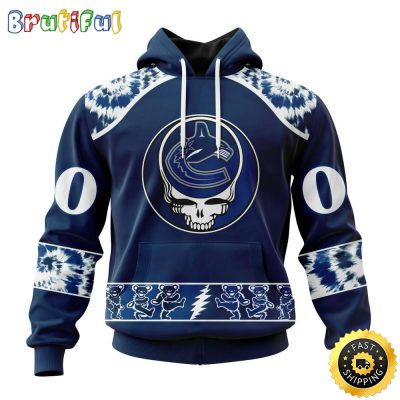Customized NHL Vancouver Canucks Hoodie Special Grateful Dead Skull All Over Print 3D Hoodie Unisex Hoodie Tshirt
