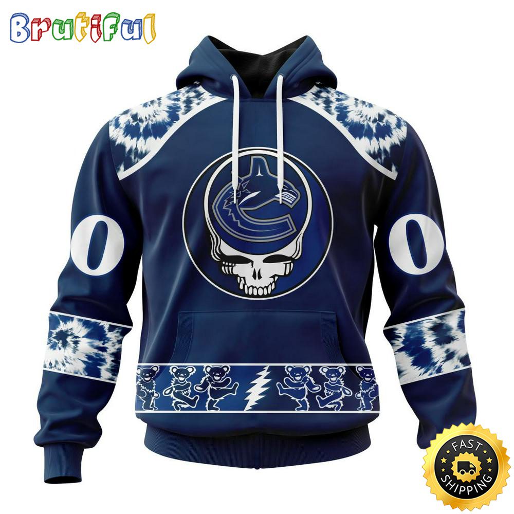 Customized NHL Vancouver Canucks Hoodie Special Grateful Dead Skull All Over Print 3D Hoodie Unisex Hoodie Tshirt