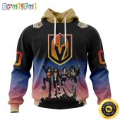 Customized NHL Vegas Golden Knights Hoodie X KISS Band Design All Over Print 3D Hoodie Unisex Hoodie Tshirt