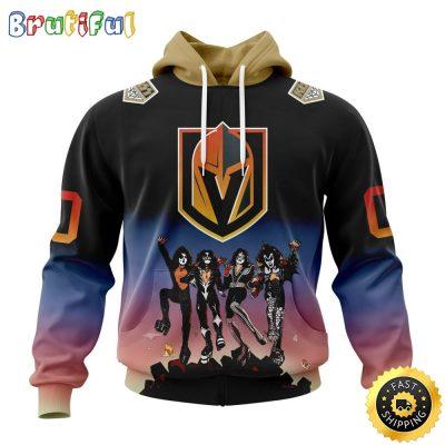 Customized NHL Vegas Golden Knights Hoodie X KISS Band Design All Over Print 3D Hoodie Unisex Hoodie Tshirt