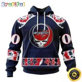 Customized NHL Washington Capitals Hoodie Special Grateful Dead Skull All Over Print 3D Hoodie Unisex Hoodie Tshirt