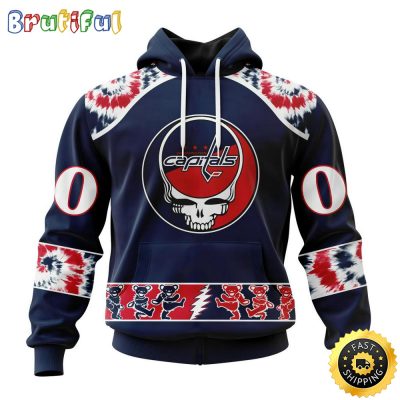 Customized NHL Washington Capitals Hoodie Special Grateful Dead Skull All Over Print 3D Hoodie Unisex Hoodie Tshirt