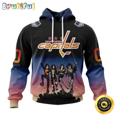 Customized NHL Washington Capitals Hoodie X KISS Band Design All Over Print 3D Hoodie Unisex Hoodie Tshirt