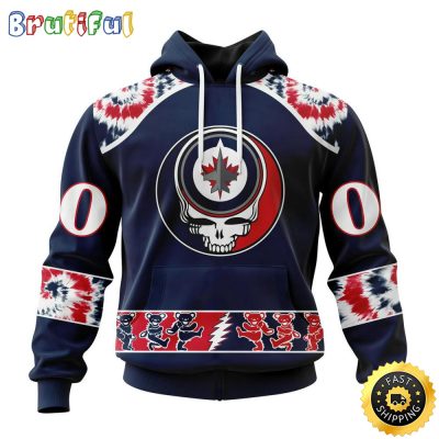 Customized NHL Winnipeg Jets Hoodie Special Grateful Dead Skull All Over Print 3D Hoodie Unisex Hoodie Tshirt