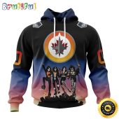Customized NHL Winnipeg Jets Hoodie X KISS Band Design All Over Print 3D Hoodie Unisex Hoodie Tshirt