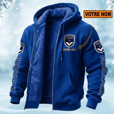 FC Girondins de Bordeaux Perseonalized Fleece Zip Hoodie Fleece Hoodie AOP Print