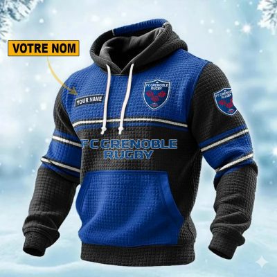 FC Grenoble Rugby Personalized waffle knit hoodie