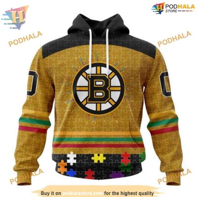 Fearless Against Autism Concept NHL Boston Bruins Hoodie 3D, Supportive Merch