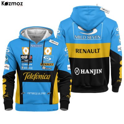 Fernando Alonso Hoodie Alpinestars F1 Sweater Fernando Alonso 2005, Telefonica, Alpinestars, Mild Seven, Renault, Sandoz, Hanjin, Elf Racing Uniform