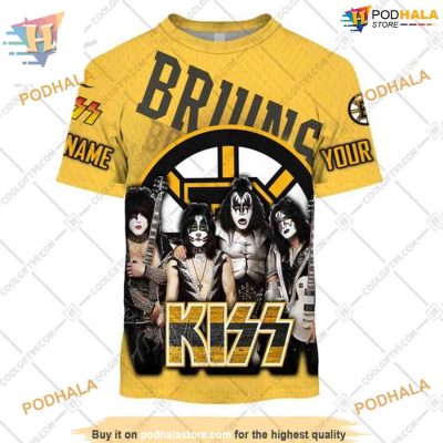 Kiss Band Style Personalized NHL Boston Bruins Hoodie 3D, Rock-Inspired Merch