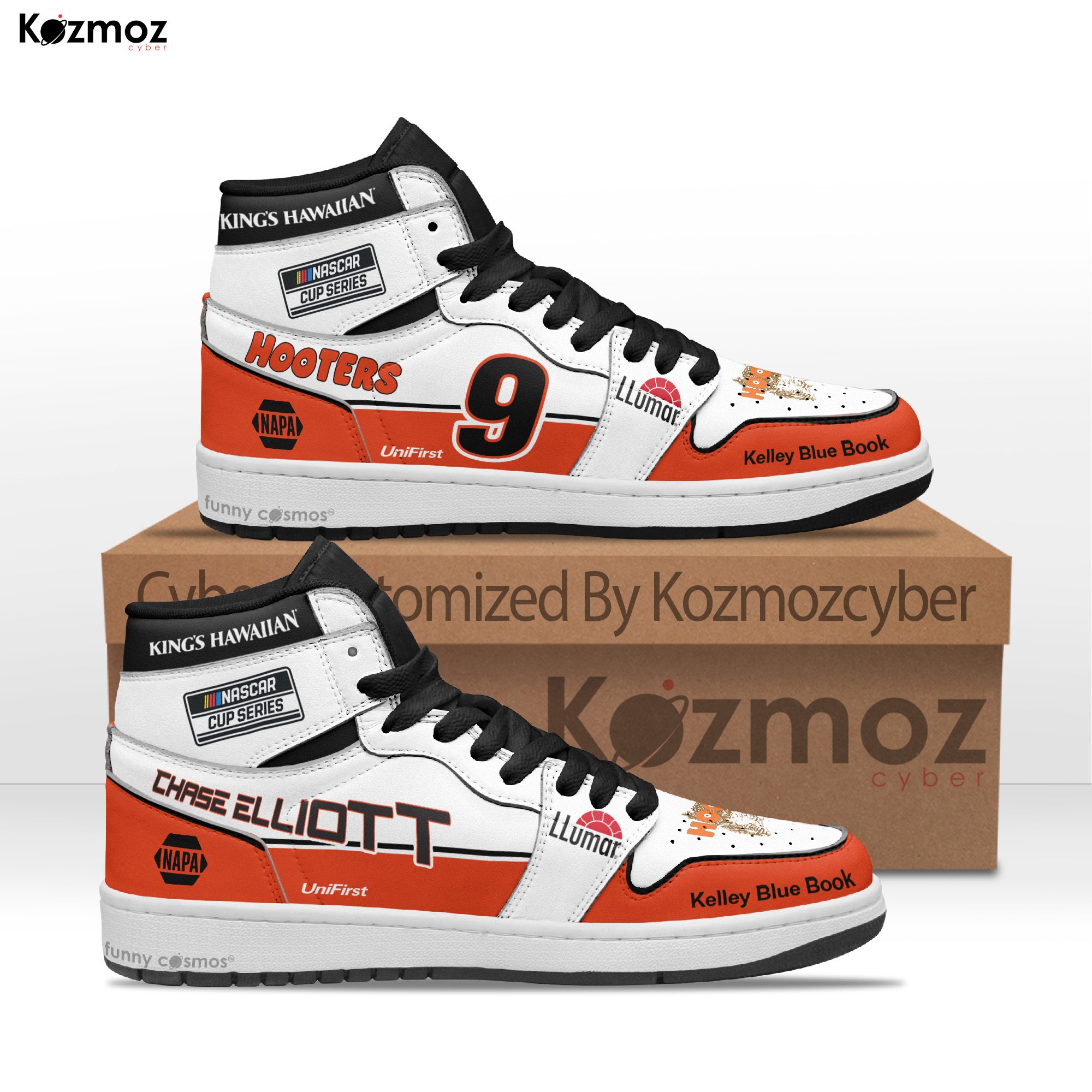 Chase Elliott Custom Shoes No. 9 Hooters Darlington Throwback Livery 2021 Livery Racing Shoes Chase Elliott Custom Shoes No. 9 Hooters Darlington Throwback Livery 2021 Livery Racing Shoes