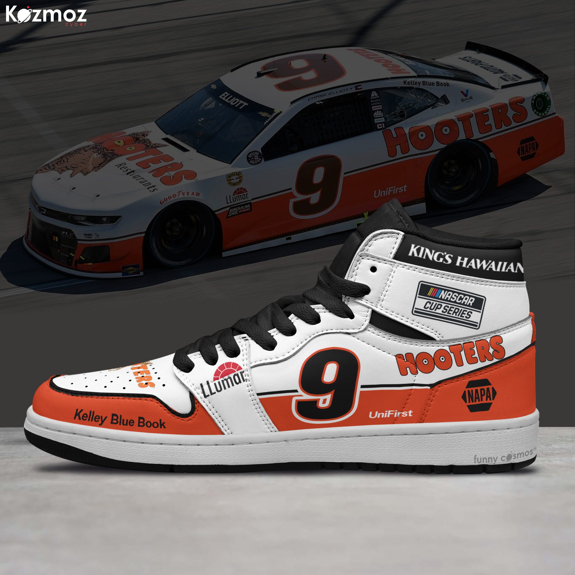Chase Elliott Custom Shoes No. 9 Hooters Darlington Throwback Livery 2021 Livery Racing Shoes Chase Elliott Custom Shoes No. 9 Hooters Darlington Throwback Livery 2021 Livery Racing Shoes