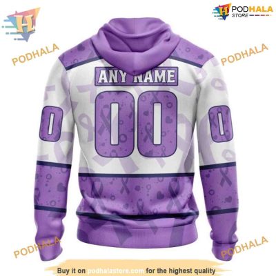 Lavender Fight Cancer NHL Arizona Coyotes Hoodie 3D, Personalized Arizona Coyotes Apparel